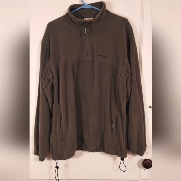 Men's Large Dark Olive Remington Half Zip Soft Fleece Jacket - Picture 1 of 5